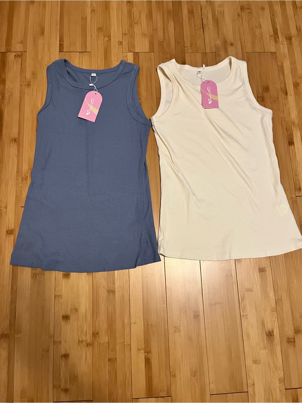 Everyday Ribbed Tank - Blue and Cream